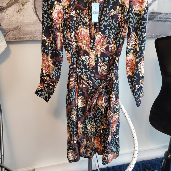 Loft - Petite Floral Tie Waist Midi Shirtdress - Picture 2 of 7